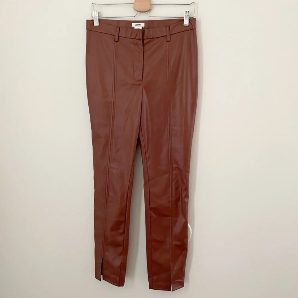 Jason Wu Faux Leather Pants Dark Brown Sz Small Euc